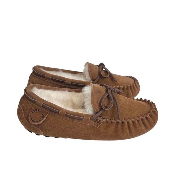 Fireside By Dearfoams Parke Genuine Shearling Moccasin Slipper Size 35 EU Kids - Picture 2 of 10